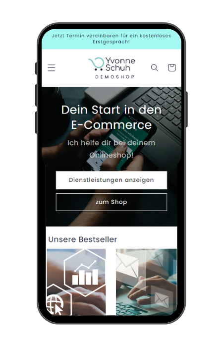 Mockup Shopify-Shop am Smartphone